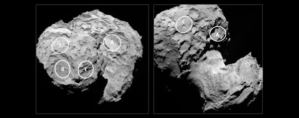 Landingsplekken 67P Rosetta-Philae