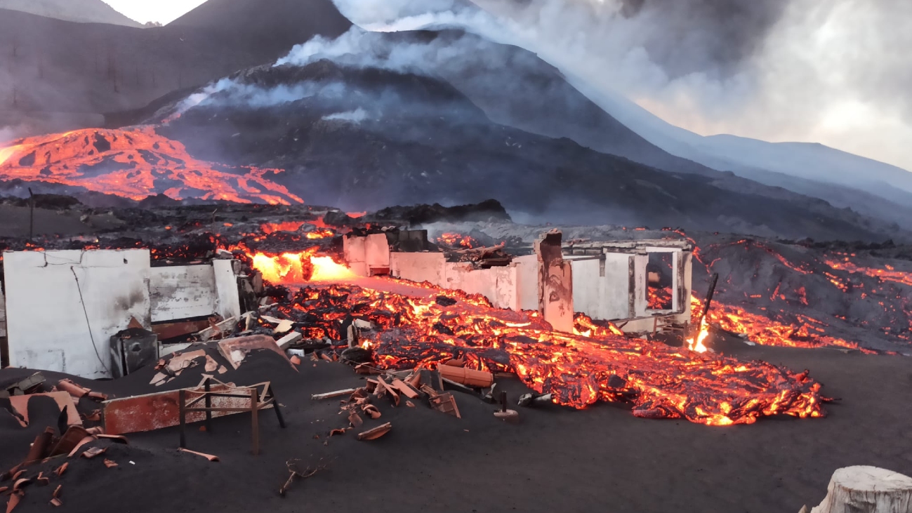 Vulkaan met lava op La Palma