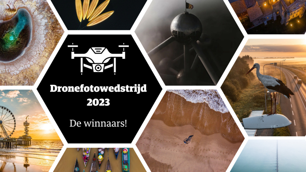 Collage met winnaars van de Dronefotowedstrijd 2023