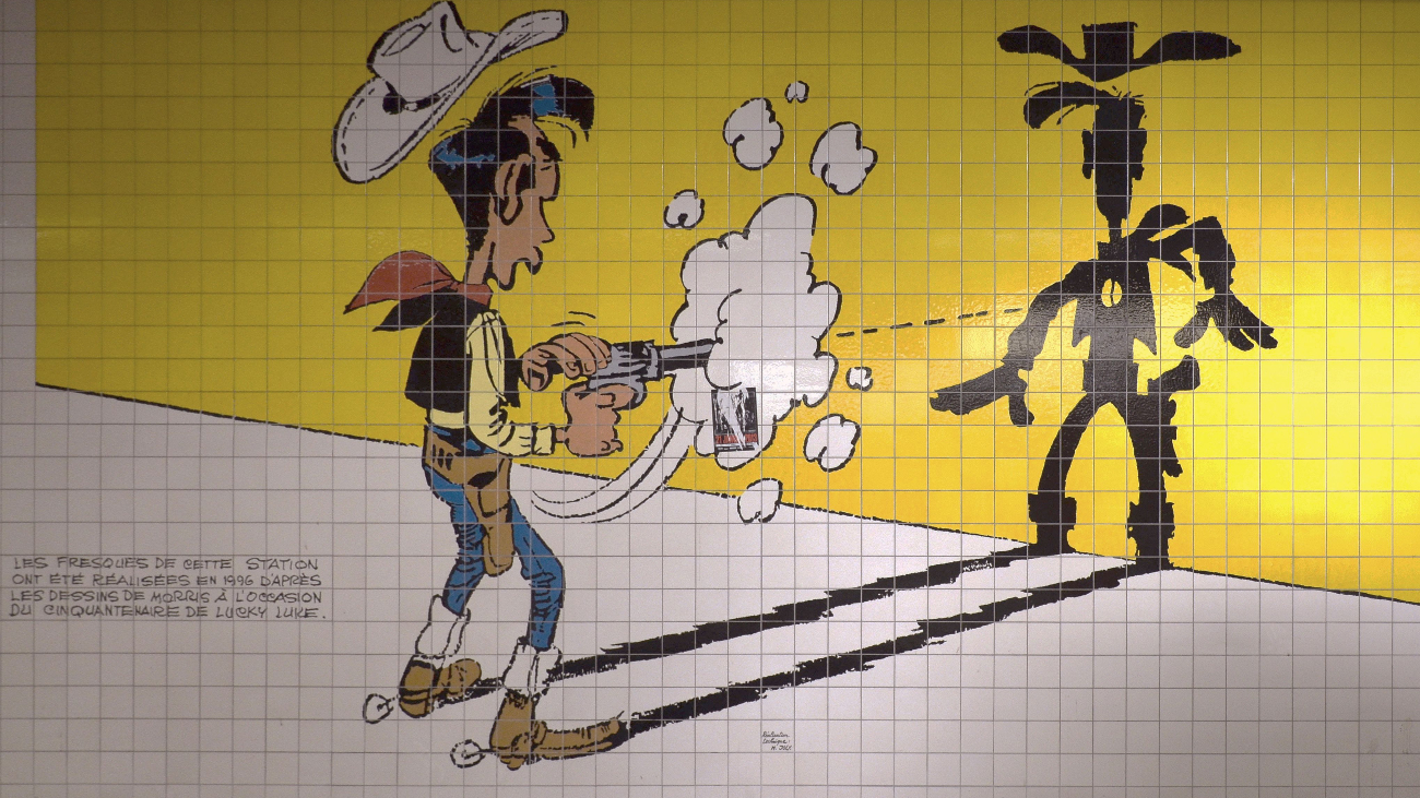 Lucky Luke schiet op zijn eigen schaduw